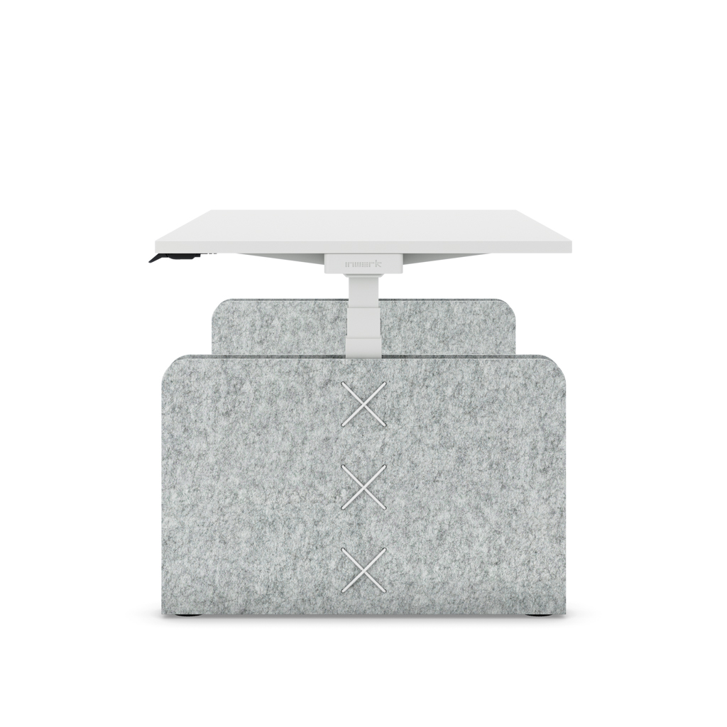 Masterlift® Flex höhenverstellbarer Schreibtisch quadratisch Filz Edition Rechteck Hellgrau Weiss/Weiss