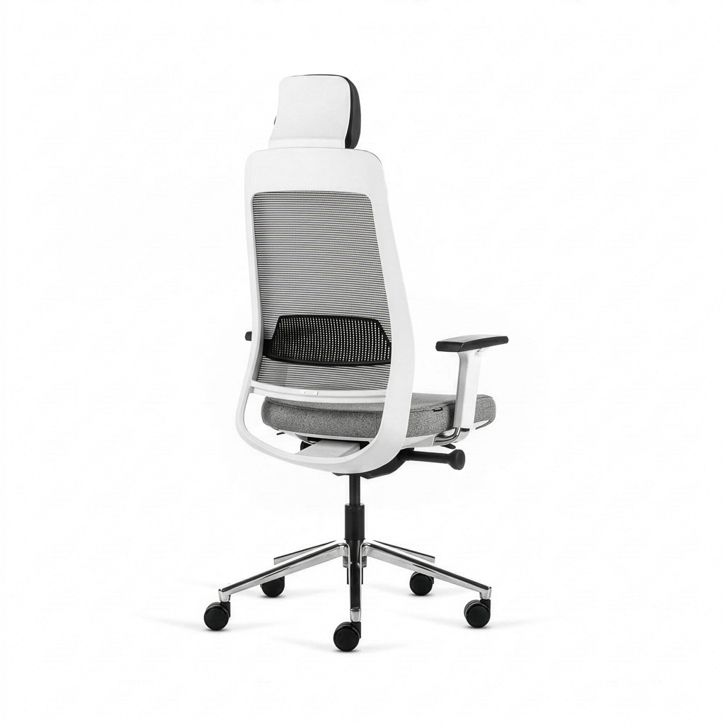 Inwerk Teamo® Original Plus - Bürostuhl mit Kopfstütze, Weiss/Grau