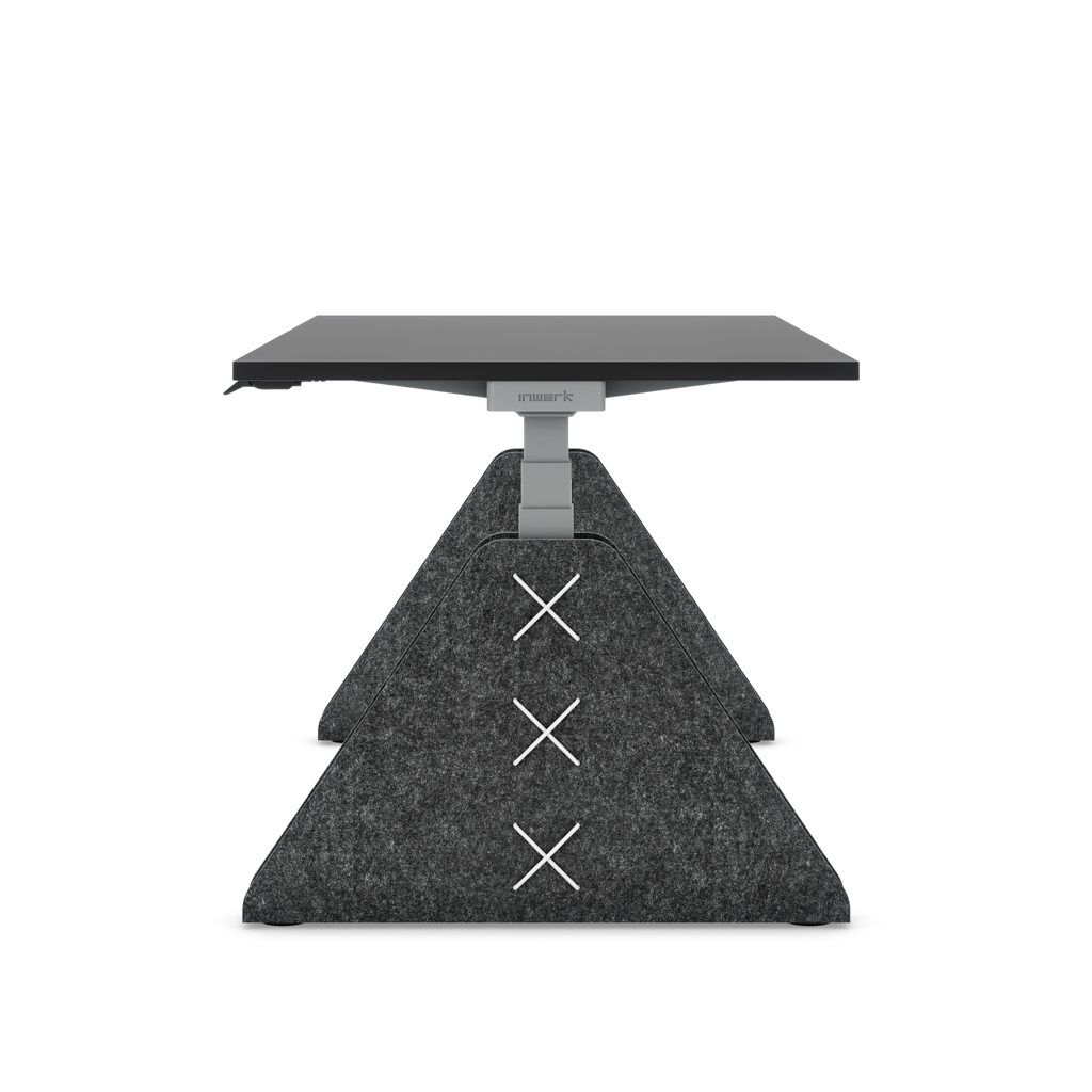 Höhenverstellbarer Schreibtisch Masterlift® Flex Akustix®-Edition, Trapez Dunkelgrau, Schwarz Dekor/Silber 160x80