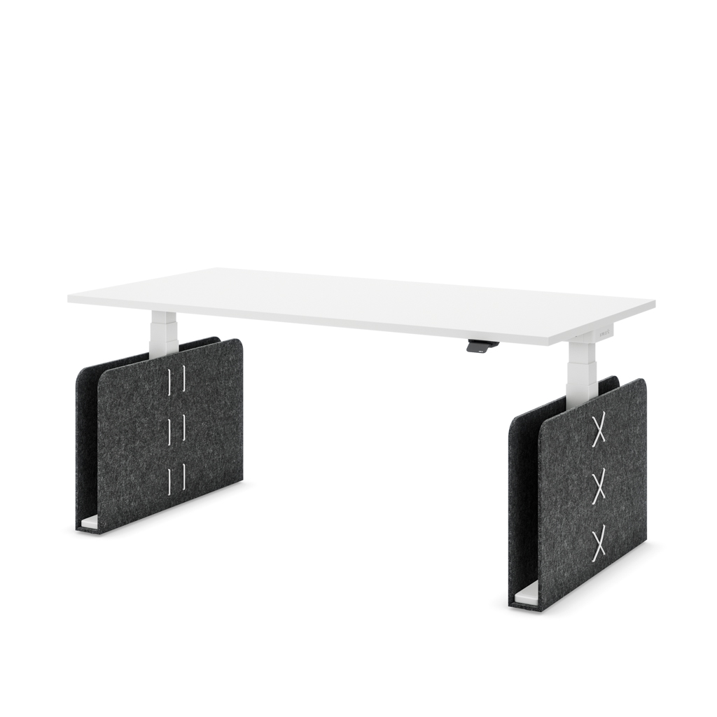 Höhenverstellbarer Schreibtisch Masterlift® Flex Akustix®-Edition, Rechteck Dunkelgrau, Weiss Dekor/Weiss 180x80
