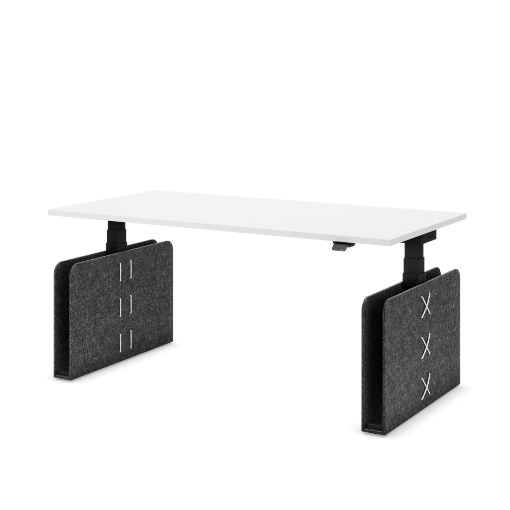 Höhenverstellbarer Schreibtisch Masterlift® Flex Akustix®-Edition, Rechteck Dunkelgrau,  Weiss Dekor/Schwarz 140x80