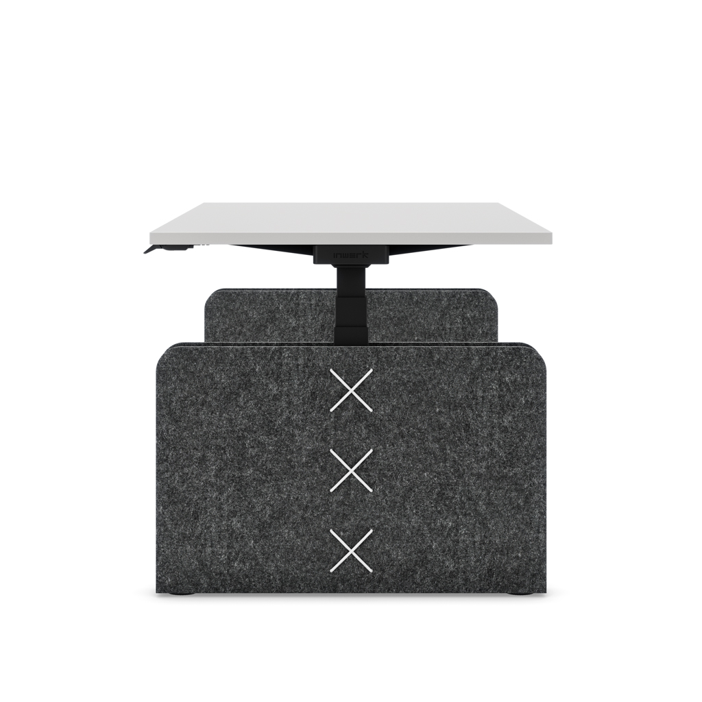 Höhenverstellbarer Schreibtisch Masterlift® Flex Akustix®-Edition, Rechteck Dunkelgrau, Lichtgrau Dekor/Schwarz 160x80