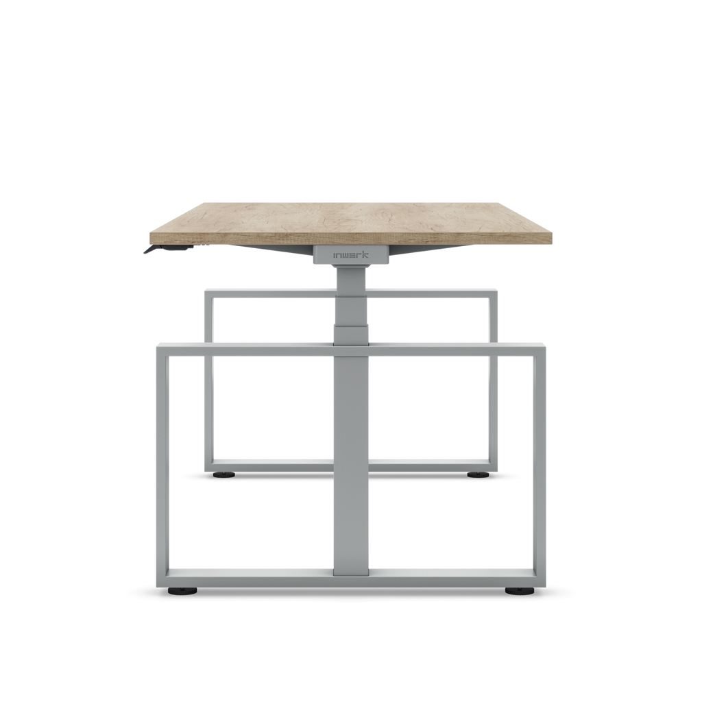Höhenverstellbarer Schreibtisch Masterlift® Flex Loop-Edition, Stahl Rechteck, Eiche Dekor/Silber 160x80